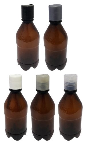 306 Frascos Plástico Âmbar Pet 350ml C/ Tampa Disktop Agu
