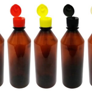 50 Frascos Plástico Âmbar Pet 500ml C/ Tampa Fliptop Cos
