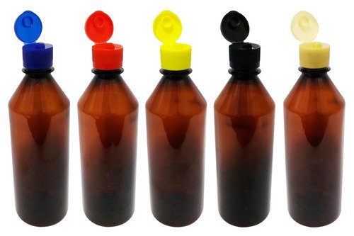 50 Frascos Plástico Âmbar Pet 500ml C/ Tampa Fliptop Cos