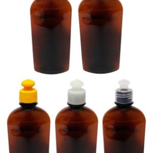 64 Frascos Plástico Âmbar Pet 400ml C/ Tampa Pushpull Min