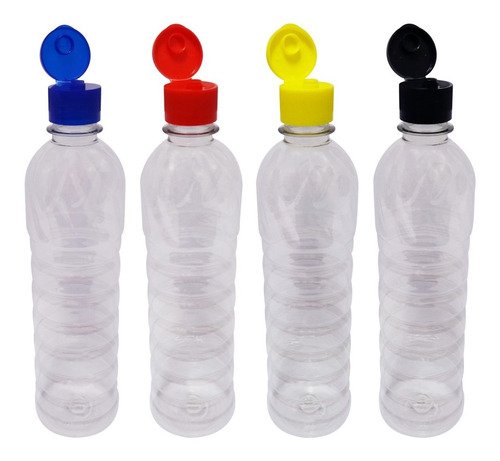 200 Frascos Plástico Cristal Pet 500ml C/ Tampa Fliptop Lim
