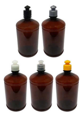 138 Frascos Plásticos Âmbar Pet 1l Com Tampa Pushpull Sab - Imagem 7