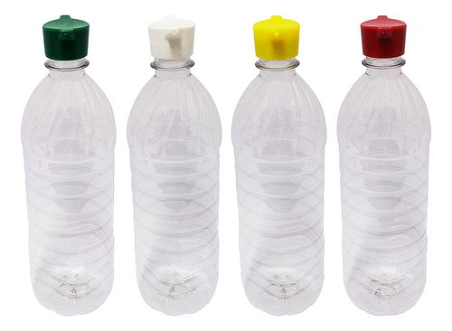 25 Frasco Plástico Cristal Pet De 1l Tampa Rosca 2 Bico Suc - Imagem 2