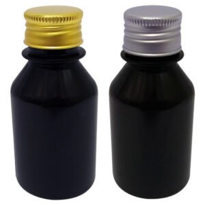 45 Frascos Plástico Âmbar Pet 100ml C Tampa Aluminio S/ F
