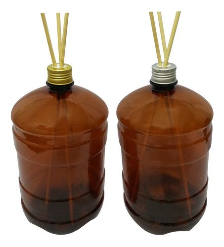 3 Frascos Plástico Âmbar Pet 2l Tampa Difusor Varetas Gro