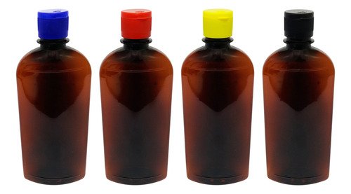 16 Frascos Plástico Âmbar Pet 400ml C/ Tampa Fliptop Min - Imagem 2