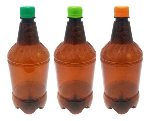 48 Frascos Plástico Âmbar Pet 1l Com Tampa Rosca Lacre Gr2 - Imagem 2