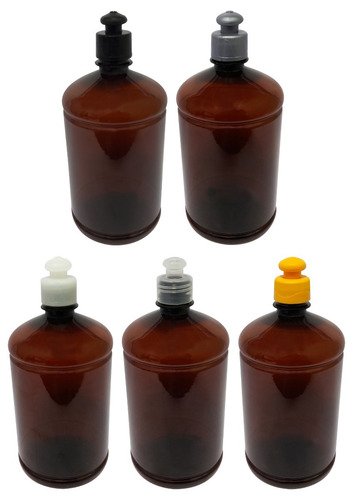 22 Frascos Plásticos Âmbar Pet 1l Com Tampa Pushpull Sab - Imagem 3
