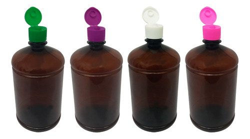 138 Frascos Plástico Âmbar Pet De 1l Com Tampa Fliptop Sab - Imagem 2