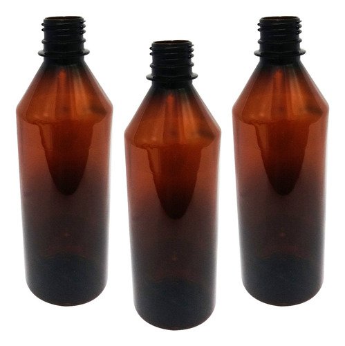 210 Frasco Plástico Âmbar Pet 500ml Tampa Rosca 2 Bico Cos - Imagem 3