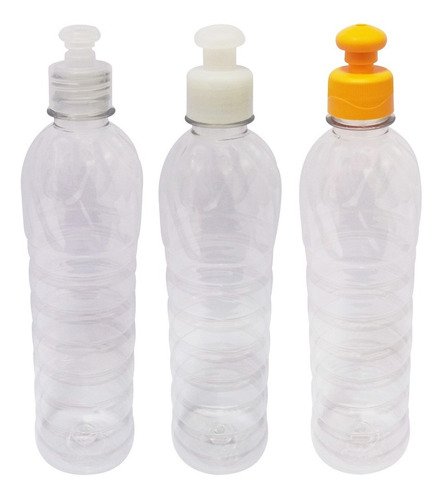 12 Frascos Plástico Cristal Pet 500ml C/ Tampa Pushpull Lim
