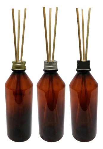 210 Frascos Plástico Âmbar 500ml Tampa Difusor Varetas Cos
