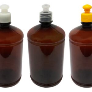 49 Frascos Plásticos Âmbar Pet 1l Com Tampa Pushpull Sab