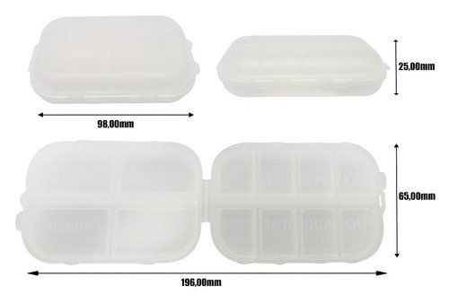 636 Estojo Porta Comprimidos Plástico Incolor 12 Repartições - Imagem 3