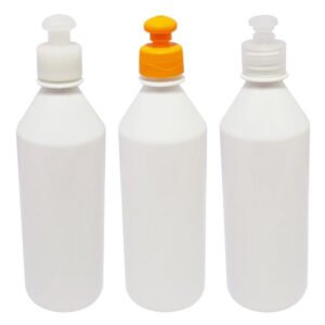 50 Frascos Plástico Branco Pet 500ml C/ Tampa Pushpull Cos
