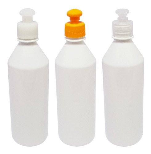 50 Frascos Plástico Branco Pet 500ml C/ Tampa Pushpull Cos