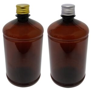 6 Frascos Plásticos Âmbar Pet 1l Tampa Aluminio S/ Sab