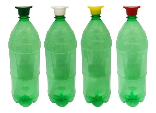 2 Frasco Plástico Verde Pet 2l Com Tampa Rosca 2 Bico Ref