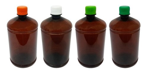 22 Frascos Plástico Âmbar Pet 1l Tampa Rosca Lacre Sab - Imagem 2
