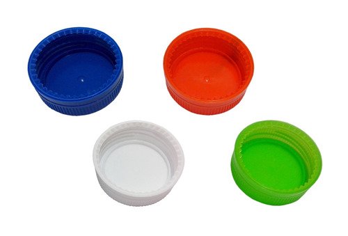180 Tampas Plásticas Coloridas Rosca Com Lacre Bocal 48 - Imagem 2