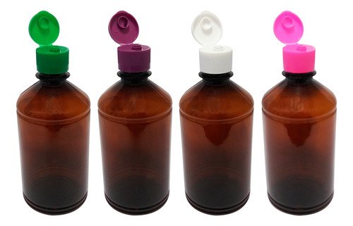 212 Frascos Plástico Âmbar Pet 500ml C/ Tampa Fliptop Far - Imagem 2