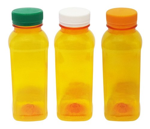 18 Frascos Plástico Laranja Pet 300ml Tampa Rosca Lacre Qua