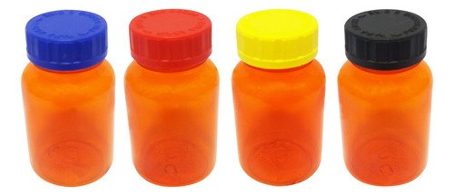 34 Frascos Plásticos Laranja Pet 150ml Com Tampa Child Sup