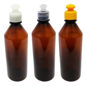 220 Frascos Plástico Âmbar Pet 500ml C/ Tampa Pushpull Cos
