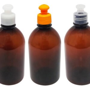 48 Frascos Plástico Âmbar Pet 500ml C/ Tampa Pushpull Sab
