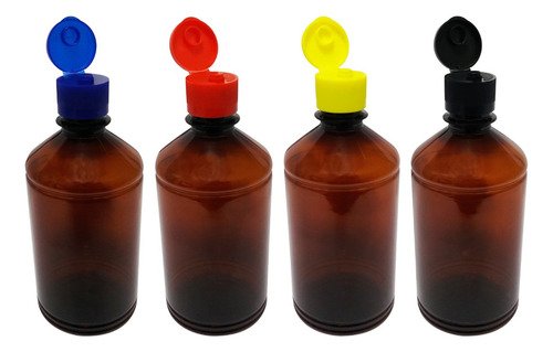 212 Frascos Plástico Âmbar Pet 500ml C/ Tampa Fliptop Far