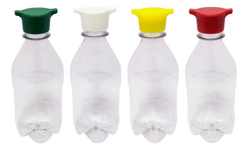 300 Frasco Plástico Cristal Pet 350ml Tampa Rosca 2 Bico Agu