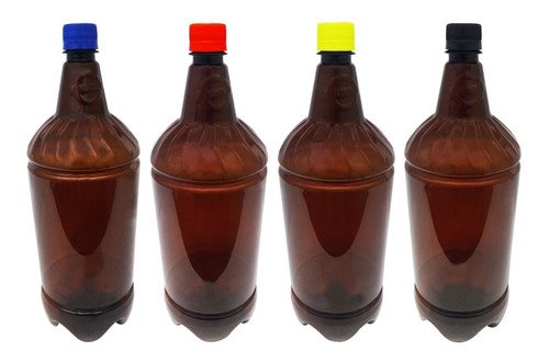 12 Frascos Plástico Âmbar Pet 2l Com Tampa Rosca Lacre Gr2