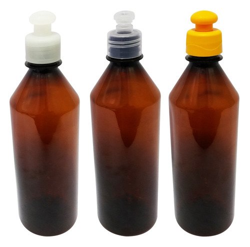 50 Frascos Plástico Âmbar Pet 500ml C/ Tampa Pushpull Cos