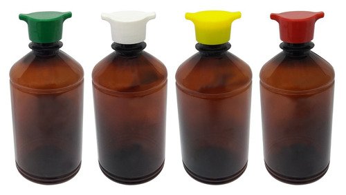 48 Frasco Plástico Âmbar Pet 500ml Tampa Rosca 2 Bico Far