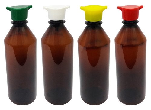 50 Frasco Plástico Âmbar Pet 500ml Tampa Rosca 2 Bico Cos