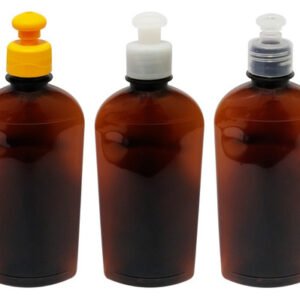 16 Frascos Plástico Âmbar Pet 400ml C/ Tampa Pushpull Min