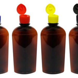 64 Frascos Plástico Âmbar Pet 400ml C/ Tampa Fliptop Min