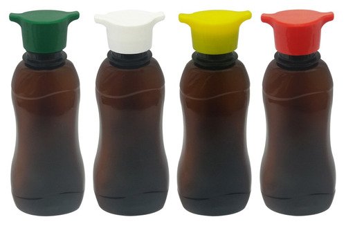 30 Frasco Plástico Âmbar Pet 200ml Tampa Rosca 2 Bico Cat