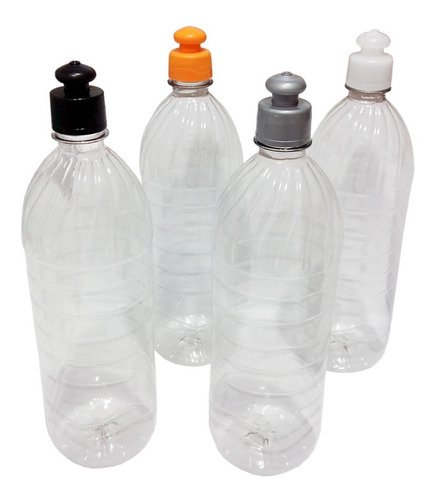 25 Frascos Plásticos Cristal Pet 1l Com Tampa Pushpull Suc - Imagem 2