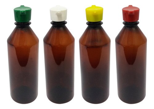 210 Frasco Plástico Âmbar Pet 500ml Tampa Rosca 2 Bico Cos - Imagem 2