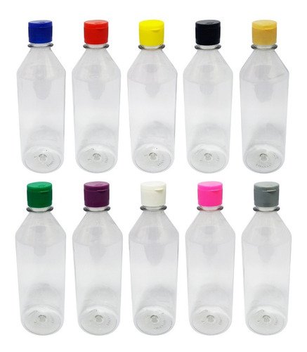50 Frascos Plástico Cristal Pet 500ml C/ Tampa Fliptop Cos - Imagem 3