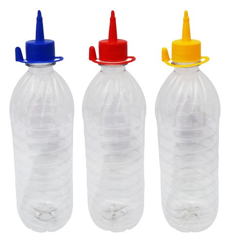 25 Frascos Plástico Cristal Pet 1l C/ Bico Aplicador Suc