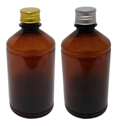 48 Frascos Plástico Âmbar Pet 500ml Tampa Aluminio S/ Far