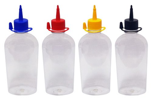 16 Frascos Plástico Cristal Pet 400ml C/ Bico Aplicador Min