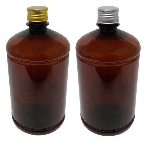 22 Frascos Plásticos Âmbar Pet 1l Tampa Aluminio S/ Sab