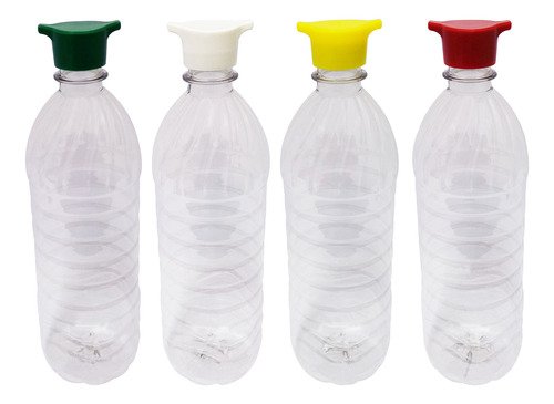25 Frasco Plástico Cristal Pet De 1l Tampa Rosca 2 Bico Suc