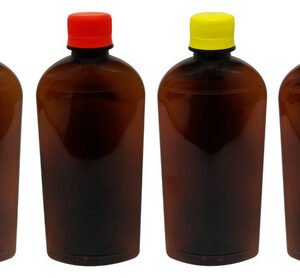 64 Frascos Plástico Âmbar Pet 400ml Tampa Rosca Lacre Min