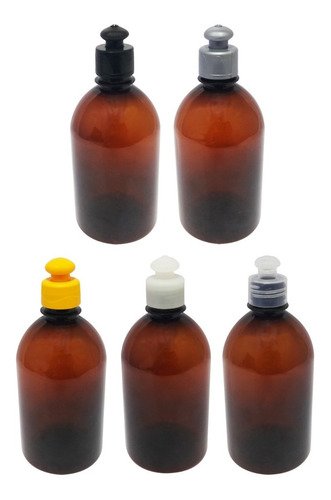 212 Frascos Plástico Âmbar Pet 500ml C/ Tampa Pushpull Sab - Imagem 3