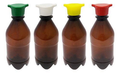 300 Frasco Plástico Âmbar Pet 350ml Tampa Rosca 2 Bico Agu