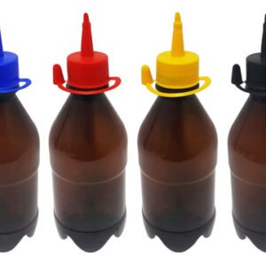 16 Frascos Plástico Âmbar Pet 350ml C/ Bico Aplicador Agu